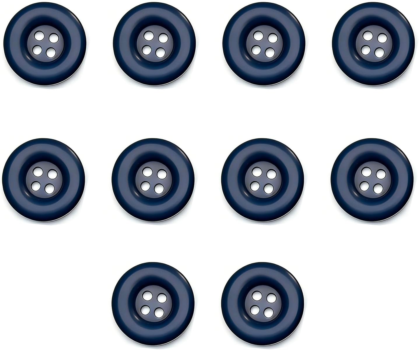 10pcs 1 Inch 25mm Round 4-Hole Resin Sewing Craft Buttons for DIY Tailoring, Clothing Coats, Scrapbooking, Bulk Environmental Fasteners Navy Blue