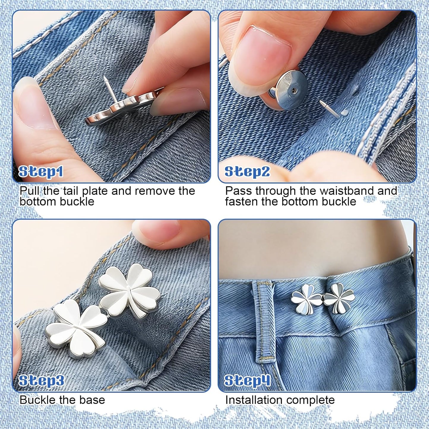8 Sets Pant Waist Tightener, Jean Buttons for Loose Jeans, 2026 No Sew Detachable Waist Buckle Button Pins for Pants