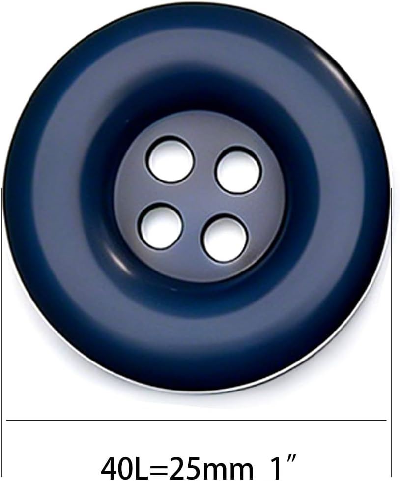 10pcs 1 Inch 25mm Round 4-Hole Resin Sewing Craft Buttons for DIY Tailoring, Clothing Coats, Scrapbooking, Bulk Environmental Fasteners Navy Blue