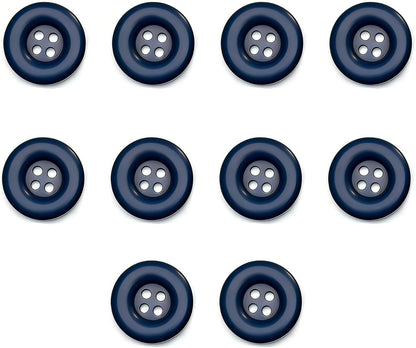 10pcs 1 Inch 25mm Round 4-Hole Resin Sewing Craft Buttons for DIY Tailoring, Clothing Coats, Scrapbooking, Bulk Environmental Fasteners Navy Blue