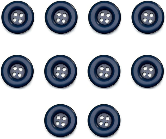 10pcs 1 Inch 25mm Round 4-Hole Resin Sewing Craft Buttons for DIY Tailoring, Clothing Coats, Scrapbooking, Bulk Environmental Fasteners Navy Blue