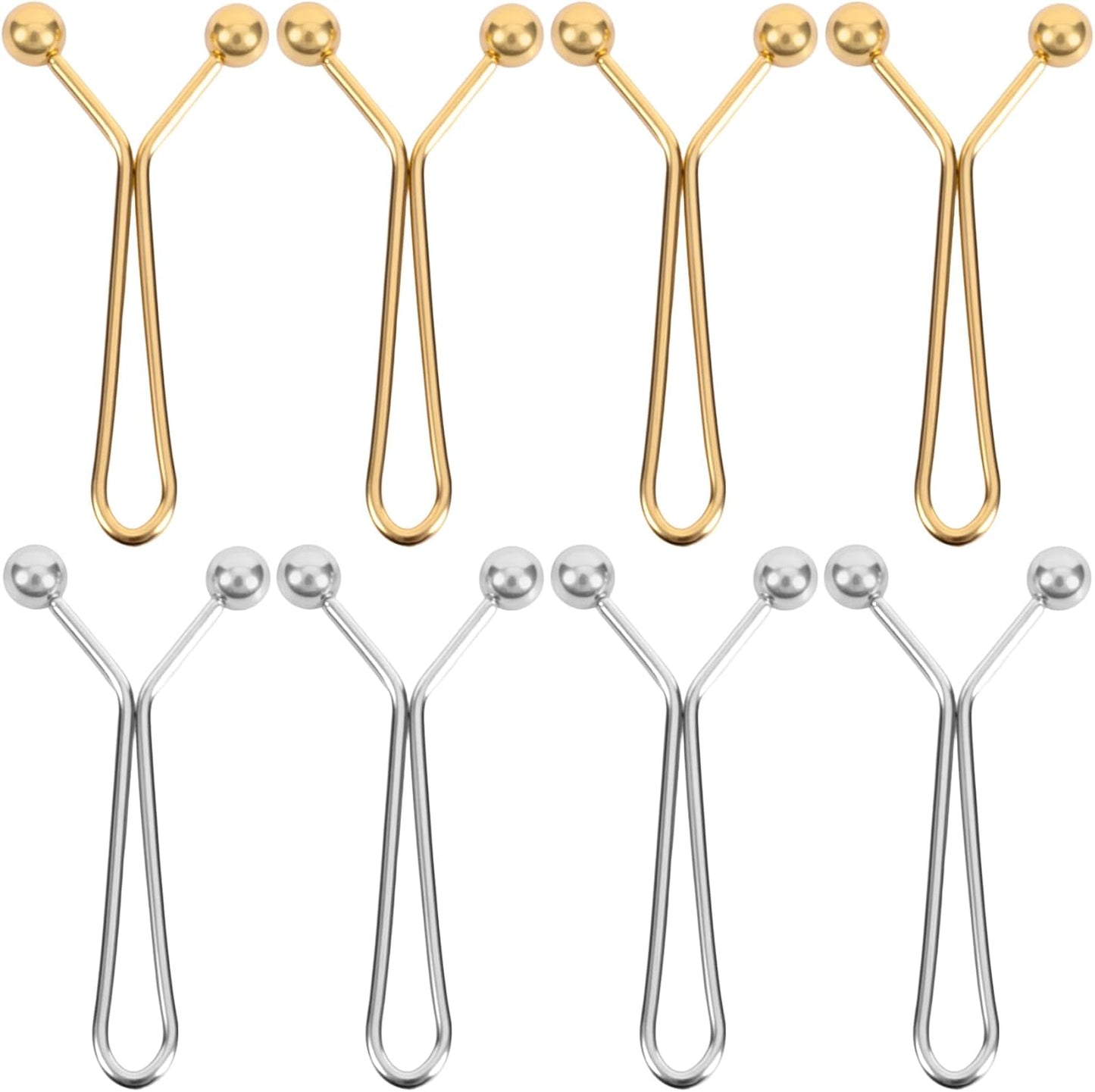 OIIKI 8pcs Pants Waist Tightener Clip Pins, Invisible Detachable Waist Cincher Clip, No Sew Reusable Adjustable Buttons Brooch Pins for Clothes Jeans Pants Skirts Scarf Shawl- Gold & Silver