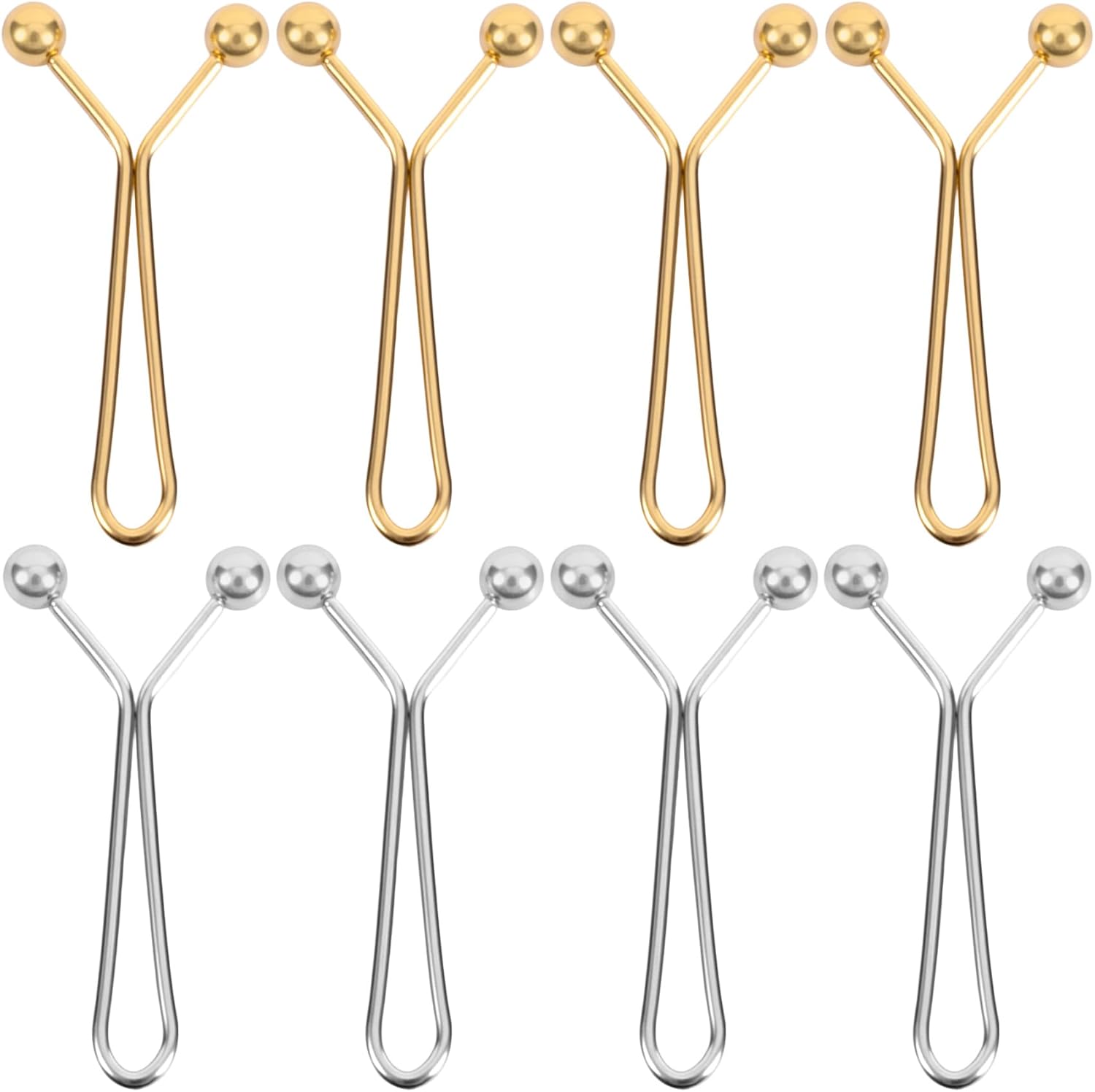 OIIKI 8pcs Pants Waist Tightener Clip Pins, Invisible Detachable Waist Cincher Clip, No Sew Reusable Adjustable Buttons Brooch Pins for Clothes Jeans Pants Skirts Scarf Shawl- Gold & Silver