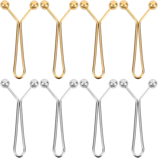 OIIKI 8pcs Pants Waist Tightener Clip Pins, Invisible Detachable Waist Cincher Clip, No Sew Reusable Adjustable Buttons Brooch Pins for Clothes Jeans Pants Skirts Scarf Shawl- Gold & Silver