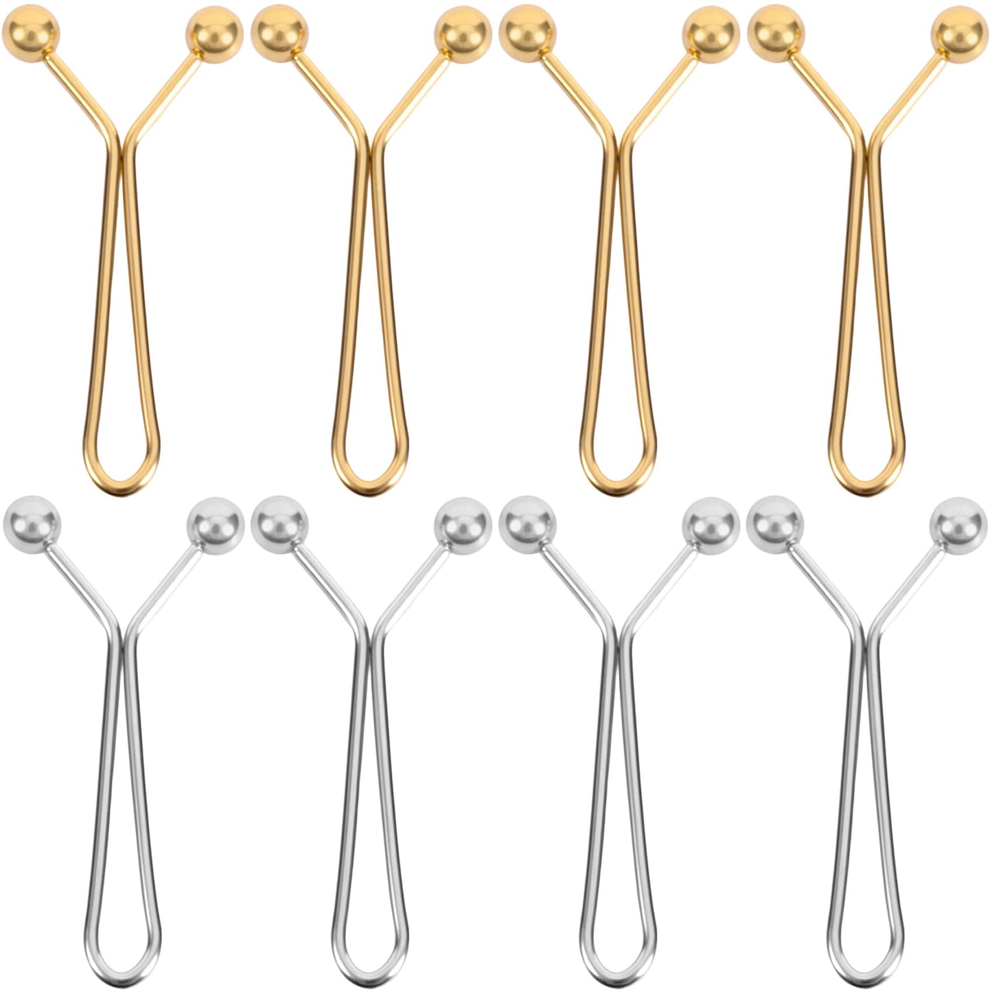 OIIKI 8pcs Pants Waist Tightener Clip Pins, Invisible Detachable Waist Cincher Clip, No Sew Reusable Adjustable Buttons Brooch Pins for Clothes Jeans Pants Skirts Scarf Shawl- Gold & Silver