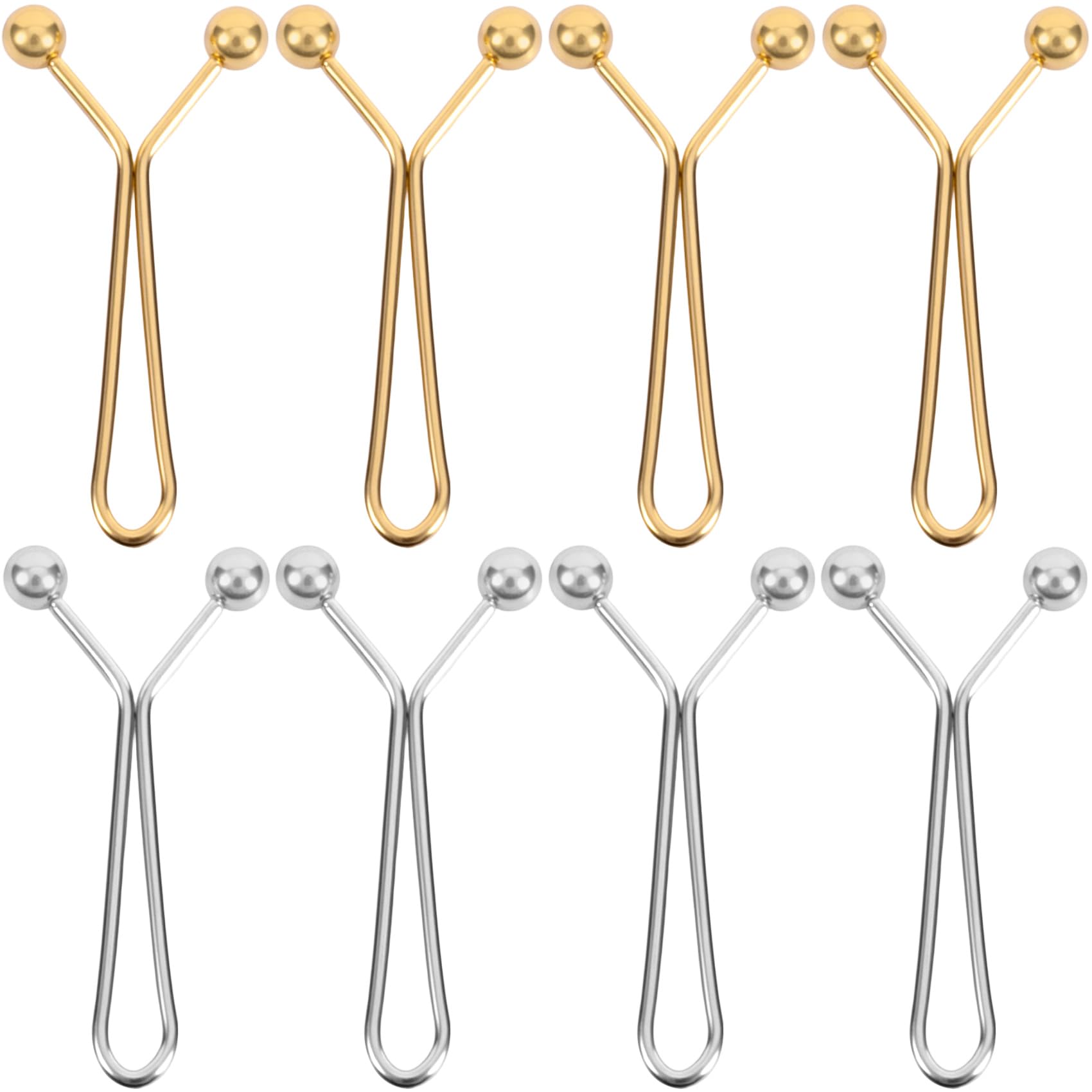 OIIKI 8pcs Pants Waist Tightener Clip Pins, Invisible Detachable Waist Cincher Clip, No Sew Reusable Adjustable Buttons Brooch Pins for Clothes Jeans Pants Skirts Scarf Shawl- Gold & Silver