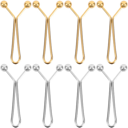 OIIKI 8pcs Pants Waist Tightener Clip Pins, Invisible Detachable Waist Cincher Clip, No Sew Reusable Adjustable Buttons Brooch Pins for Clothes Jeans Pants Skirts Scarf Shawl- Gold & Silver