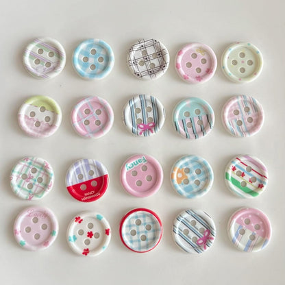 18mm Round 4 Holes Acrylic Buttons, 80 Pcs Assorted DIY Crafts Buttons, Sweet Floral Bowknot Stripe Design Buttons for DIY Sewing Knitting, Clothing, Bag, Shoes Decoration, Jewelry Making (Pink)