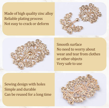 WANDIC Cloak Clasp Fasteners, 3 Pairs 2.7 * 5.5cm Sewing Buttons Silver Diamond Flower Sweater Shawl Clip(requires sewing)