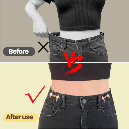 10 Set Pant Waist Tightener, Adjustable Pearl four-pointed star Pant Clips Waist Tightener Buttons Pins for Loose Jeans Waist Tightener for Pants Women