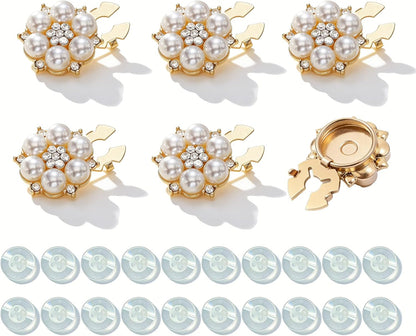 Button Covers Rhinestone Covers 6 Sets,20 Pcs 13mm / 0.5in White Sewing Buttons Crystal Clip on Jewelry Women Men for Sewing DIY Craft Decor Embellishment(Gold,26MM)