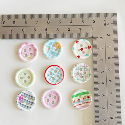 18mm Round 4 Holes Acrylic Buttons, 80 Pcs Assorted DIY Crafts Buttons, Sweet Floral Bowknot Stripe Design Buttons for DIY Sewing Knitting, Clothing, Bag, Shoes Decoration, Jewelry Making (Pink)