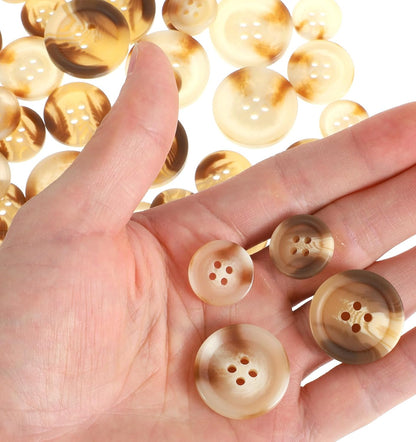 50-Piece Brown Buttons, Resin Coat Buttons for Sewing Shirts Coats & DIY Crafts, 5 Sizes 10mm 15mm 18mm 20mm 25mm