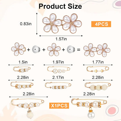 13 PCS No Sew Waist Tightener for Pants Women, No Sew and No Tools Pearl Jean Buttons for Loose Jeans, Removable Pants Jean Bclips to Tighten Waist Skirts Dress Clothing