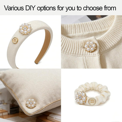 Button Covers Rhinestone Covers 6 Sets,20 Pcs 13mm / 0.5in White Sewing Buttons Crystal Clip on Jewelry Women Men for Sewing DIY Craft Decor Embellishment(Gold,26MM)