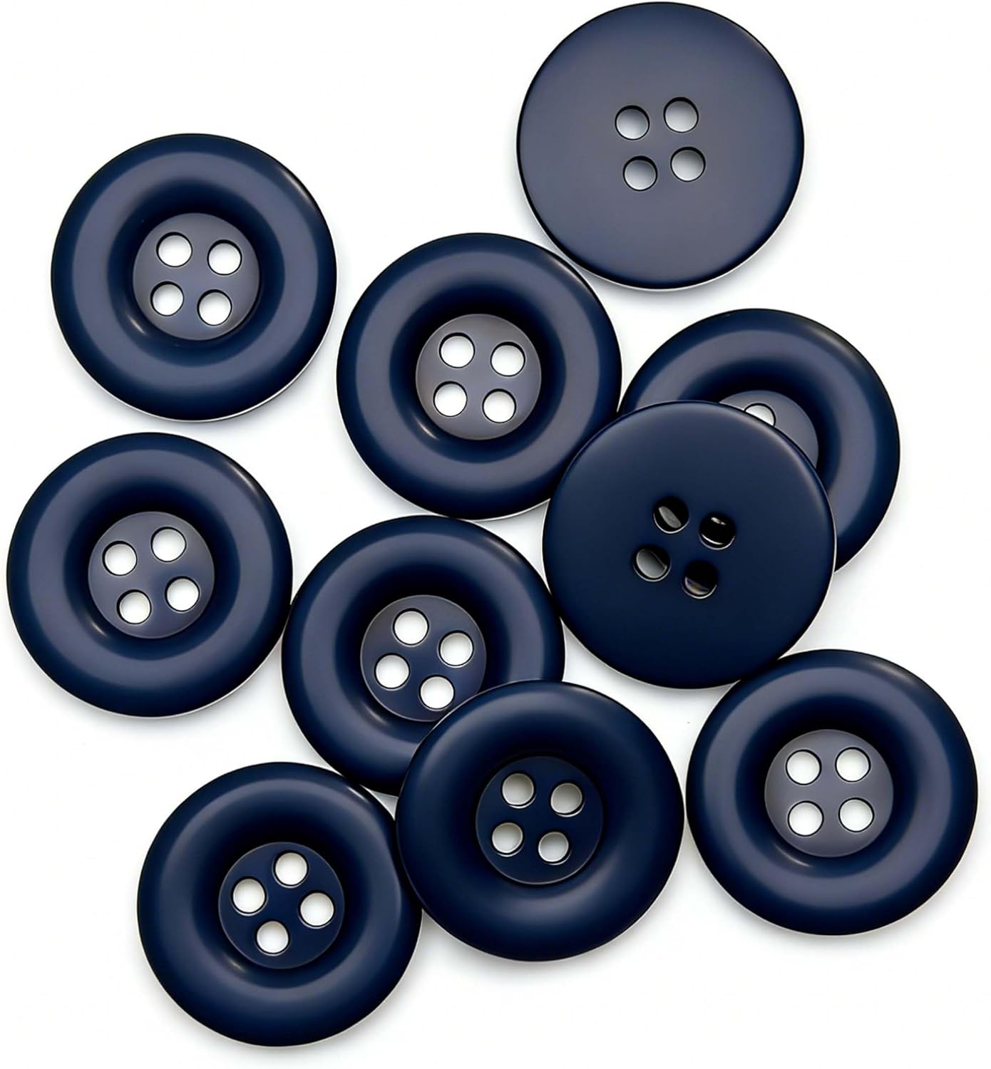 10pcs 1 Inch 25mm Round 4-Hole Resin Sewing Craft Buttons for DIY Tailoring, Clothing Coats, Scrapbooking, Bulk Environmental Fasteners Navy Blue
