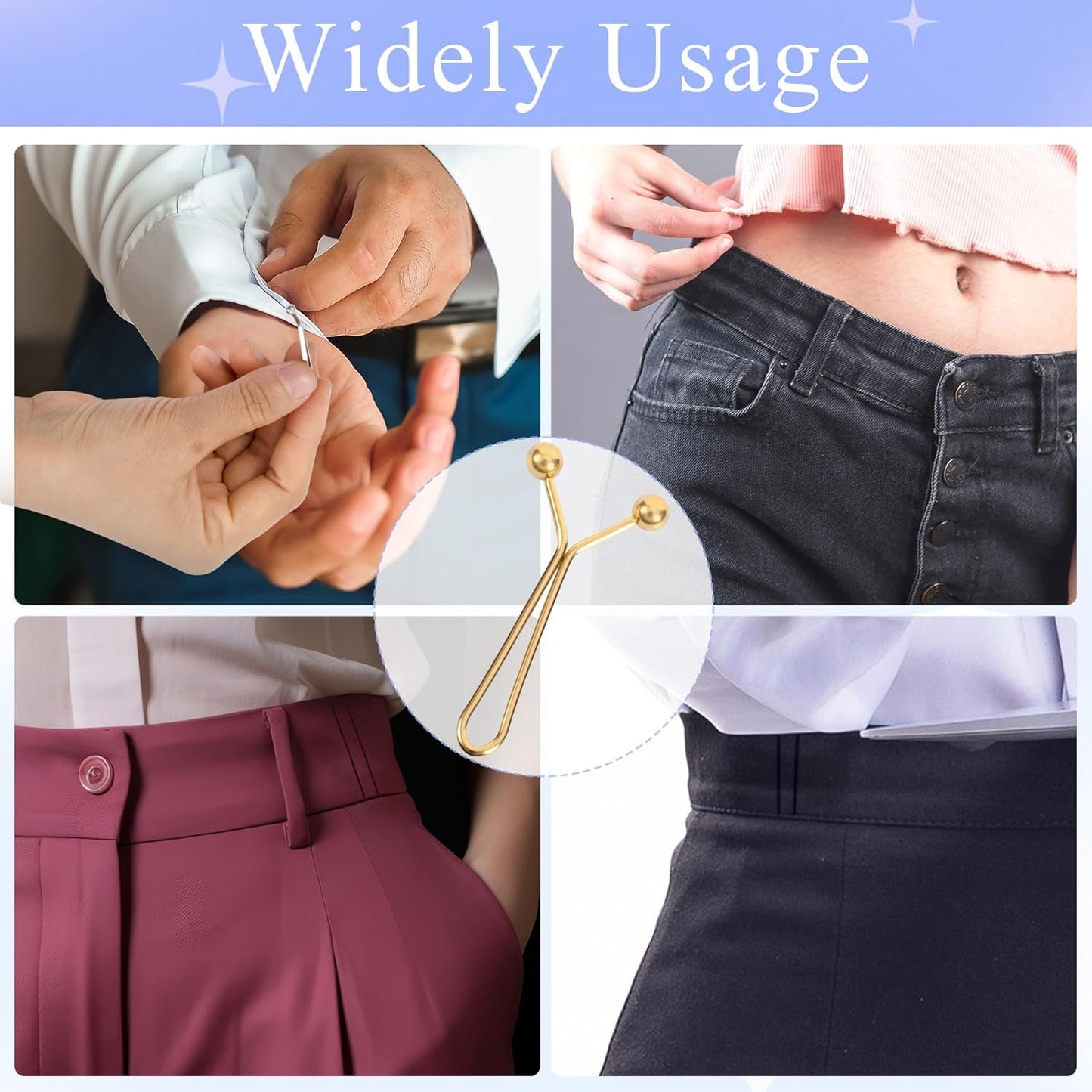 OIIKI 8pcs Pants Waist Tightener Clip Pins, Invisible Detachable Waist Cincher Clip, No Sew Reusable Adjustable Buttons Brooch Pins for Clothes Jeans Pants Skirts Scarf Shawl- Gold & Silver