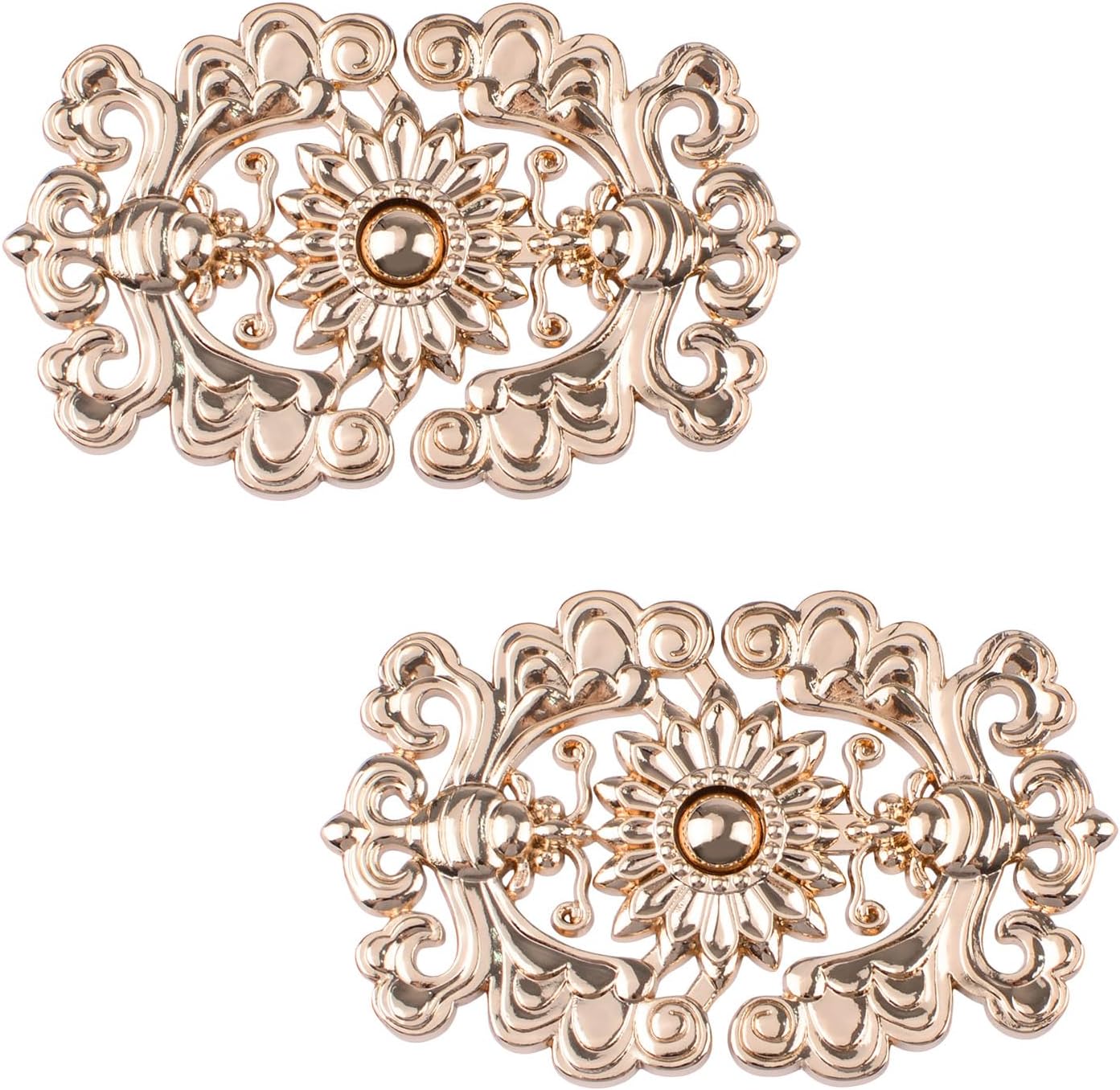 WANDIC Cloak Clasp Fasteners, 3 Pairs 2.7 * 5.5cm Sewing Buttons Silver Diamond Flower Sweater Shawl Clip(requires sewing)