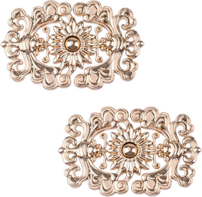 WANDIC Cloak Clasp Fasteners, 3 Pairs 2.7 * 5.5cm Sewing Buttons Silver Diamond Flower Sweater Shawl Clip(requires sewing)