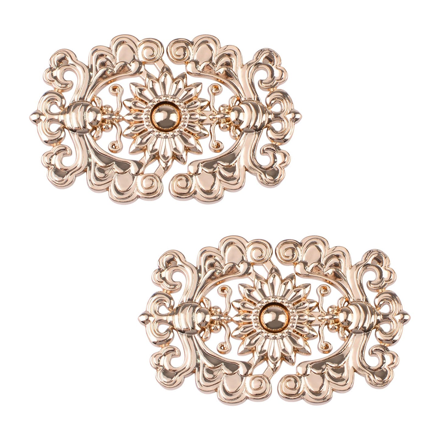 WANDIC Cloak Clasp Fasteners, 3 Pairs 2.7 * 5.5cm Sewing Buttons Silver Diamond Flower Sweater Shawl Clip(requires sewing)