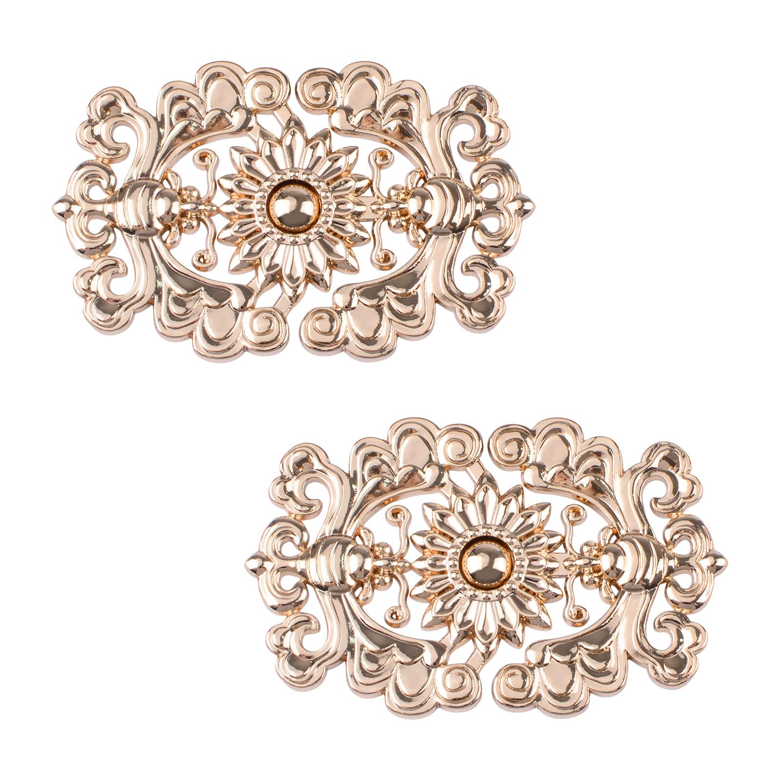 WANDIC Cloak Clasp Fasteners, 3 Pairs 2.7 * 5.5cm Sewing Buttons Silver Diamond Flower Sweater Shawl Clip(requires sewing)