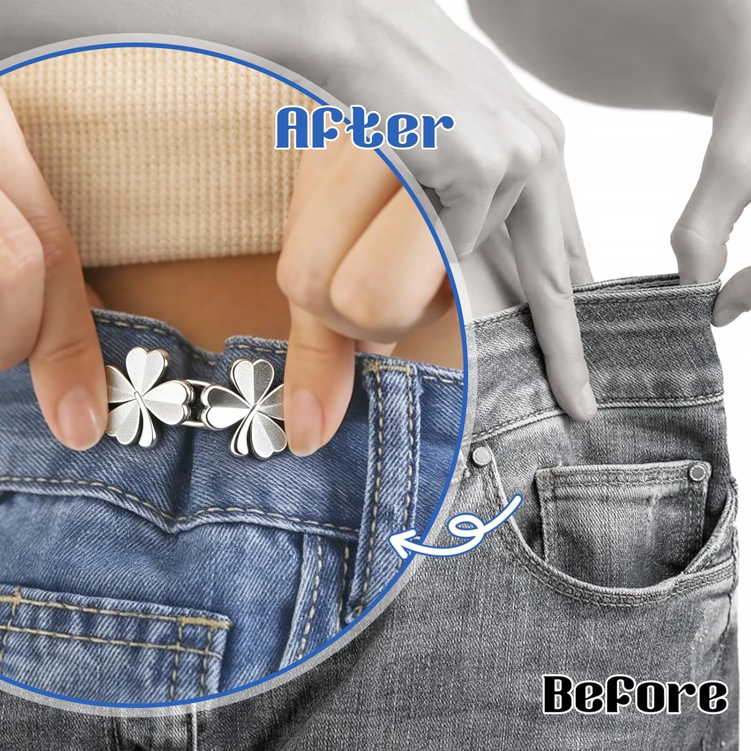 8 Sets Pant Waist Tightener, Jean Buttons for Loose Jeans, 2026 No Sew Detachable Waist Buckle Button Pins for Pants
