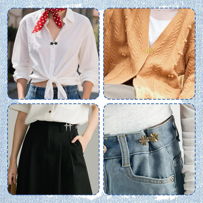 8 Sets Pant Waist Tightener, Jean Buttons for Loose Jeans, 2026 No Sew Detachable Waist Buckle Button Pins for Pants