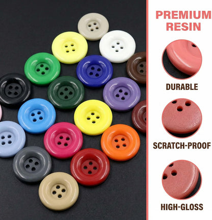 10pcs 1 Inch 25mm Round 4-Hole Resin Sewing Craft Buttons for DIY Tailoring, Clothing Coats, Scrapbooking, Bulk Environmental Fasteners Navy Blue