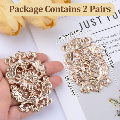 WANDIC Cloak Clasp Fasteners, 3 Pairs 2.7 * 5.5cm Sewing Buttons Silver Diamond Flower Sweater Shawl Clip(requires sewing)