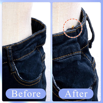 OIIKI 8pcs Pants Waist Tightener Clip Pins, Invisible Detachable Waist Cincher Clip, No Sew Reusable Adjustable Buttons Brooch Pins for Clothes Jeans Pants Skirts Scarf Shawl- Gold & Silver