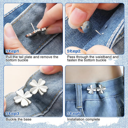 8 Sets Pant Waist Tightener, Jean Buttons for Loose Jeans, 2026 No Sew Detachable Waist Buckle Button Pins for Pants